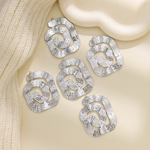 Irregular square swirl 304 stainless steel hammered pendant charms for DIY jewelry