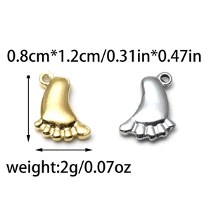 Colgantes de pies de bebé en acero inoxidable 304 para joyería DIY en dorado y plateado