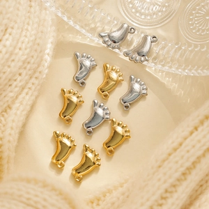 Colgante Solo (Sin Cadena) de Huella de Bebé de Acero Inoxidable 304 Chapado en Oro de 18K Dijes para Joyería DIY para Collar Pulsera