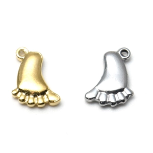 Colgantes creativos de pies de bebé en acero inoxidable 304 oro y plata para joyas