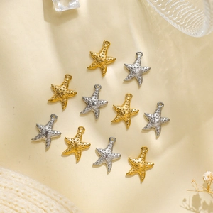 Set de 10 colgantes de estrella de mar en acero inoxidable 304 oro y plata para bisutería
