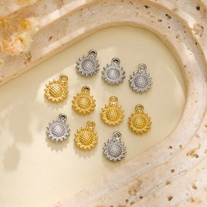304 stainless steel sunflower pendants for DIY earrings in gold and silver finish