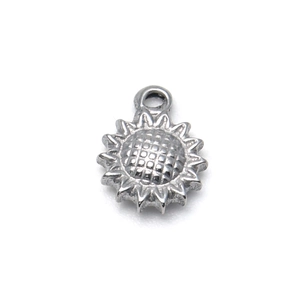 Minimalist 304 stainless steel sunflower pendant for DIY jewelry making in silver tone