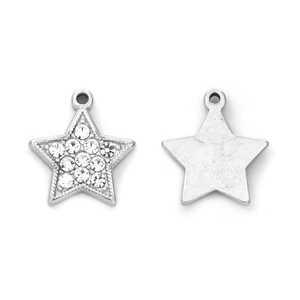 Colgante de estrella de acero inoxidable 304 con diamantes para bisutería artesanal