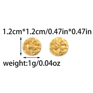 Detailed size view of 1.2cm gold hammered metal round charms for DIY jewelry making