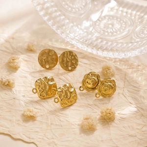 Golden 304 stainless steel geometric flower earrings charms and DIY jewelry components