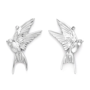 Minimalist 304 stainless steel dove bird pendants with detailed feather texture