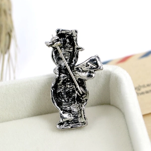 Broche bonhomme de neige argentée vintage avec dos texturé et épingle de sûreté en métal