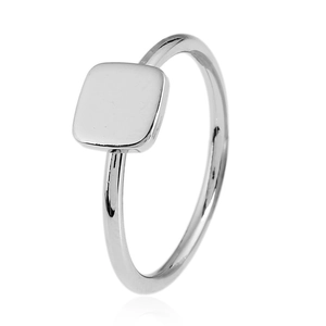 Chevalière géométrique minimaliste en argent avec plateau carré poli pour femme