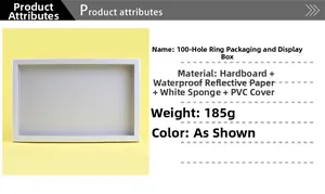 Specifications of the 100-slot white jewelry ring box with transparent PVC dustproof lid
