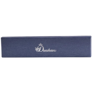 Lange donkerblauwe sieraden geschenkdoos met textuur en zilveren kroonlogo