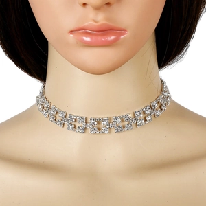 Luxus Legierung Strass Choker Halskette Für Damen Verstellbare Kristall Anhänger Kragenkette Für Hochzeit Party Schmuck Geschenk