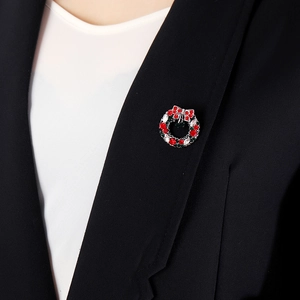 Vintage Weihnachtskranz Brosche Mit Schleife Glocke Strass Legierung Pin Mehrfarbig Festlich Schmuck Geschenk Für Damen Kleidung Zubehör