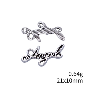 Antiksilber Angel Buchstaben Anhänger 21x10mm Legierung für Schmuck und Bekleidung
