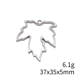 Ασημένιο μενταγιόν φύλλο σφενδάμου 37x35x5mm 6.1g μεταλλικό στοιχείο για κοσμήματα