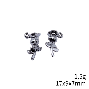 3D antique silver rose flower pendant 17x9x7mm with hanging loop for DIY jewelry