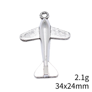 Colgante de avión en aleación plata antigua 34x24mm 2,1g para joyas y accesorios