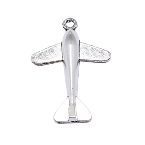 Colgante de avión en plata antigua de aleación para creación de joyería