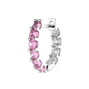 Exquisite S925 silver hoop earrings featuring pink and clear zircon stones in a sleek design