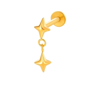 Golden titanium labret featuring a delicate double-layered star dangle with a polished finish