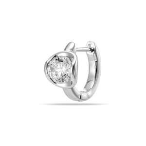 Boucles d'oreilles créoles minimalistes en argent avec oxyde de zirconium rond