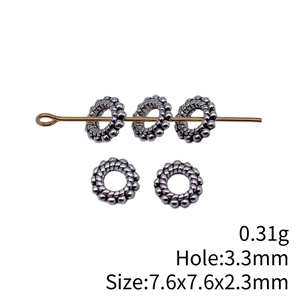 7,6mm zilveren ronde gevlochten metalen kralen voor sieraden, 0,31g per stuk