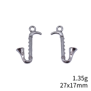 Antique silver saxophone charms pendants for DIY jewelry making 27x17mm music theme