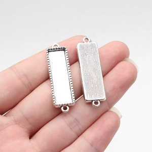 Vintage Zinc Alloy Cabochon Base Connector Bezel Setting Geometric Pendant Tray For DIY Jewelry Making Findings Craft Accessory