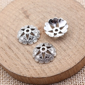 Coupelles de perles en alliage ajouré 14x14mm pour création de bijoux DIY sur bois