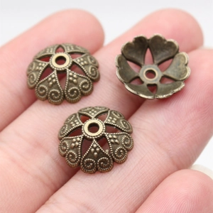 Calottes de perles en forme de fleurs en bronze pour bijoux DIY tenues dans la main