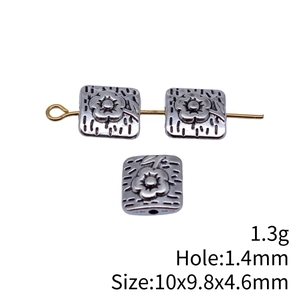 Vintage silver flower spacer bead with plum blossom relief for DIY jewelry making
