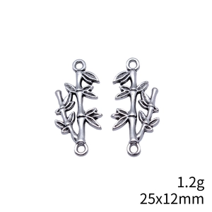 Antique silver bamboo joint alloy connector charm for DIY jewelry making 25x12mm