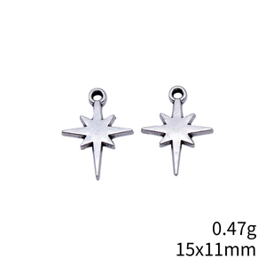 Eight-pointed star pendants in silver metal with 15x11mm size for DIY jewelry making