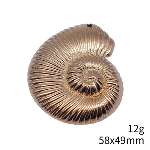Golden nautilus shell pendant charm 58x49mm for necklace making in 12g weight