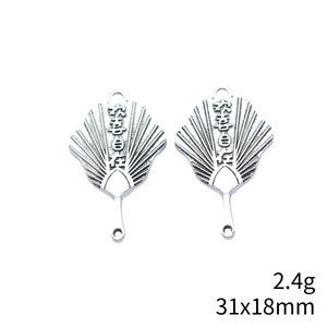 Doppelseitiger Faltfächer-Metallanhänger 31x18mm mit chinesischen Schriftzeichen