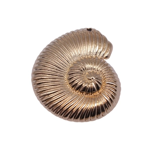 Minimalist KC golden metal nautilus shell pendant with spiral texture and glossy finish