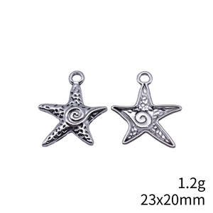 Antique silver swirl starfish charm pendant 23x20mm for DIY jewelry making 1.2g