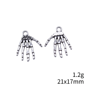 Ciondoli a mano di scheletro argento antico per gioielli DIY, 21x17mm e peso 1,2g