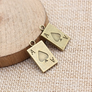 Pack de 2 colgantes de carta de póker As de Picas en bronce para hacer joyas