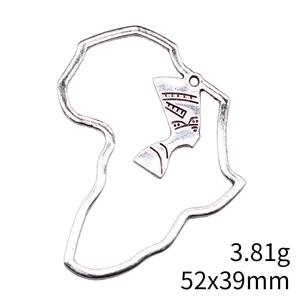Antique silver Nefertiti Egyptian Queen African map pendant for jewelry making