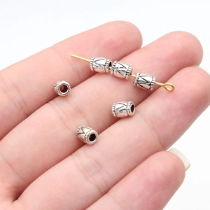 Vintage Antique Silver Alloy Cylindrical Spacer Beads Wavy Triangle Texture DIY Jewelry Making Findings Loose Beads