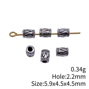 Antique silver cylinder spacer beads with triangle patterns for DIY jewelry making