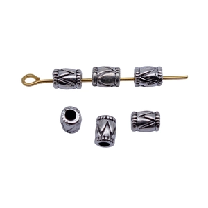 Antique silver triangular pattern cylinder beads for DIY jewelry making and crafts