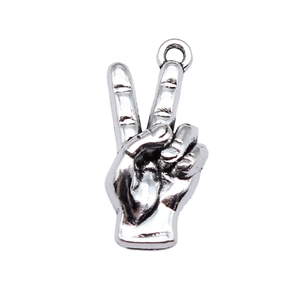 Ciondolo segno della pace in lega di zinco argento antico per gioielli fai da te 11x24mm