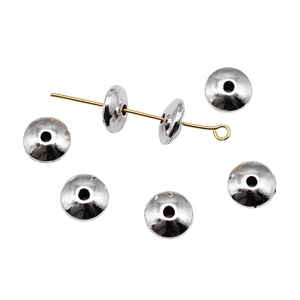 Perles d'espacement en métal argenté poli pour bijoux avec trou central pratique