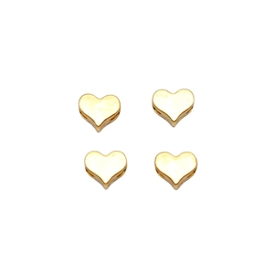 Golden heart-shaped zinc alloy beads for DIY jewelry with side holes and high gloss finish