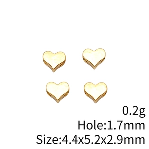 Golden heart-shaped zinc alloy beads for DIY jewelry making, 4.4x5.2x2.9mm spacer beads