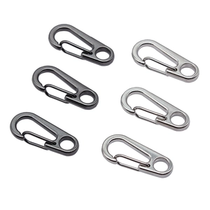 Dual-color S-shape metal carabiners in gun-black and silver for DIY keychains