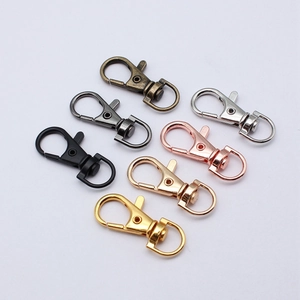 Set of 7 colorful swivel lobster clasps for bags and keychains in various metal finishes