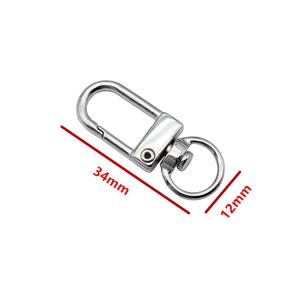 34mm silver swivel lobster clasp with spring gate for DIY keychains and bag accessories